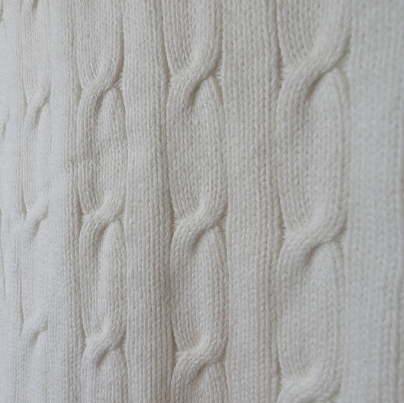 Brooks Brothers 346 White Cable Knit Crew Neck Sweater Women Medium - Picture 6 of 10